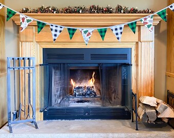 Pennant Flag Bunting Made with Christmas-Themed Fabric