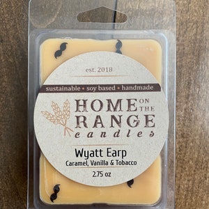 Wyatt Earp | Western wax melts clamshell 2.75 oz | Caramel and Tobacco leaves