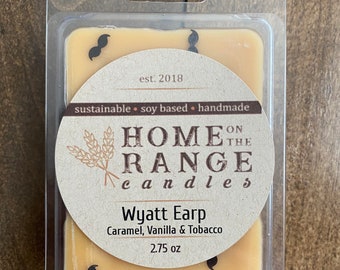 Wyatt Earp | Western wax melts clamshell 2.75 oz | Caramel and Tobacco leaves