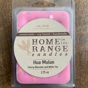 Hua Mulan | Princess Inspired | wax melt clamshell 2.75 oz | White tea, Japanese cherry blossoms