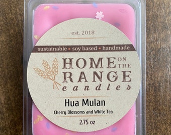 Hua Mulan | Princess Inspired | wax melt clamshell 2.75 oz | White tea, Japanese cherry blossoms