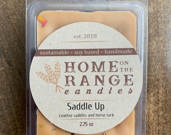 Saddle Up | Western wax melts clamshell 2.75 oz | Leather saddles and horse tack
