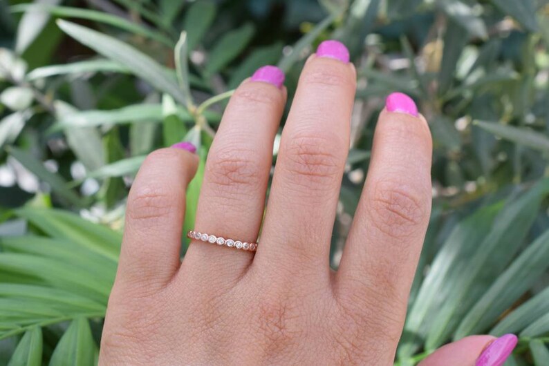 Wedding Band Full Eternity Band Bezel Rose Gold Ring Bezel Ring Bridal Band Promise Ring Rose Gold Stackable Ring Stacking Ring