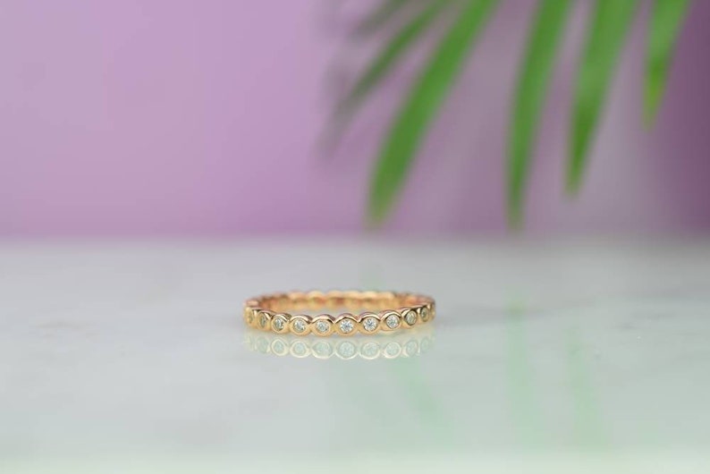 Wedding Band Full Eternity Band Bezel Rose Gold Ring Bezel Ring Bridal Band Promise Ring Rose Gold Stackable Ring Stacking Ring