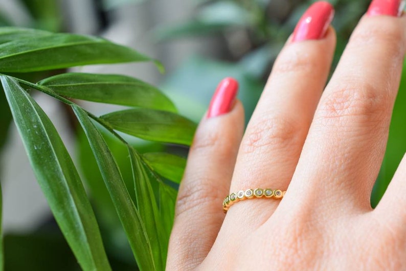 Full Eternity Bezel Wedding Band Gold Engagement Ring Promise Ring Wedding Band Stacking Rings 18k Gold Ring Ring Band Eternity Band