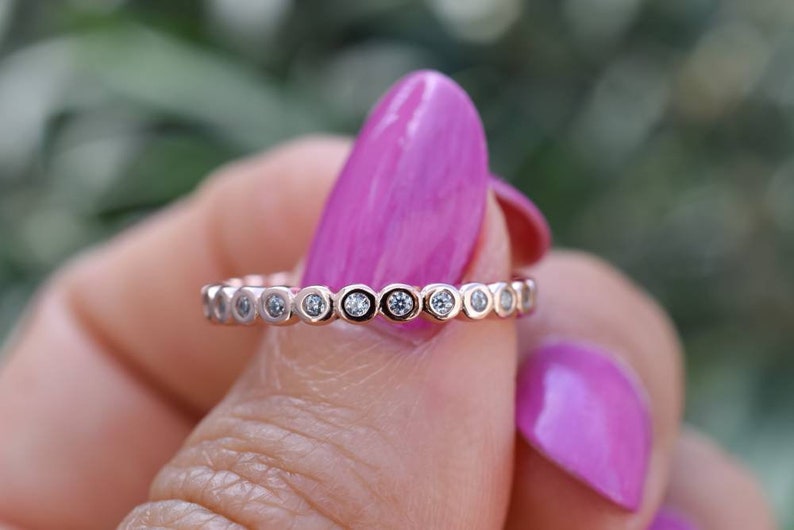 Wedding Band Full Eternity Band Bezel Rose Gold Ring Bezel Ring Bridal Band Promise Ring Rose Gold Stackable Ring Stacking Ring