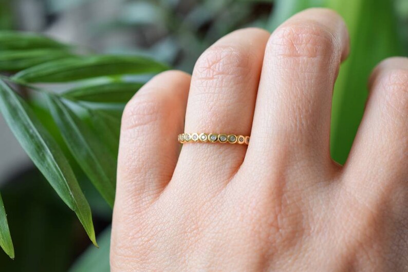 Full Eternity Bezel Wedding Band Gold Engagement Ring Promise Ring Wedding Band Stacking Rings 18k Gold Ring Ring Band Eternity Band