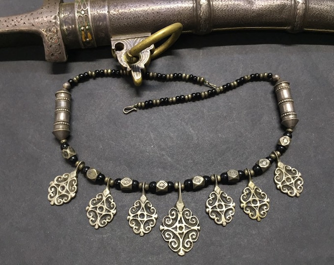 Vintage Berber Silver Necklace: Moroccan Pendant Jewelry