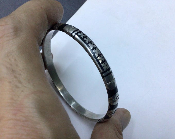 Handmade Engraved Silver Bracelet, Berber Moroccan Jewelry
