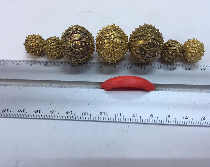 Handmade Gold Washed Silver African Bead: Senegal Jewelry