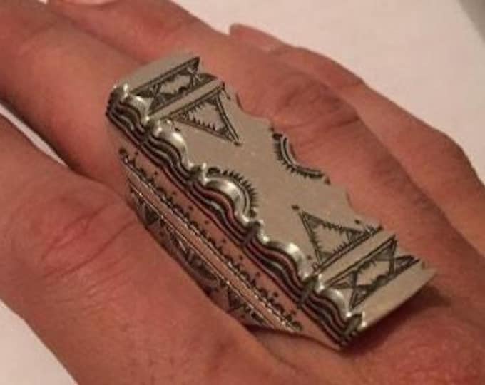 Handmade Sterling Silver Moroccan Ring: Berber Design, Size 10