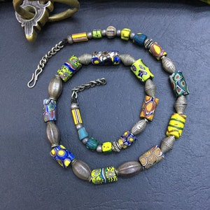 Antique African trade bead,Antique Venice bead necklace,antique silver bead,african necklace,Moroccan jewelry,Ethnic jewelry