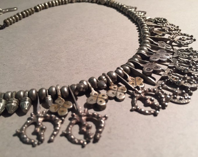 Vintage Berber Silver Pendant Necklace: Moroccan Tribal Jewelry