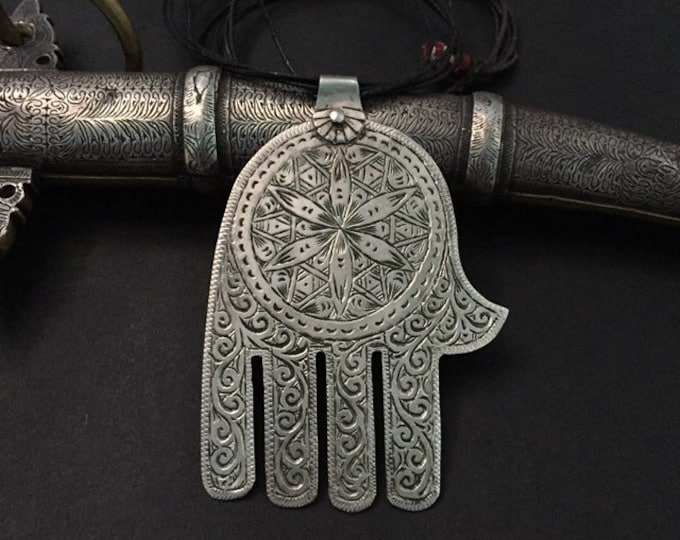 Silver Hamsa,Berber Khamsa,silver hand of Miriam,Berber silver,Moroccan Hamsa