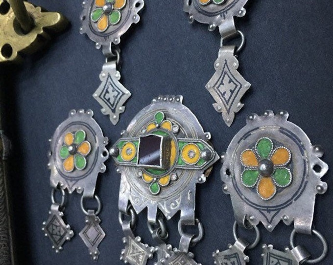 Berber Headdress jewelry,Berber silver pendants,silver niello pendants,Berber jewelry,African Jewellery,