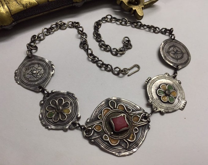 Antique berber silver necklace,Berber silver,Old Berber jewelry,Old Moroccan Jewellery,Berber necklace,Berber silver pendant,Amazigh Jewelry