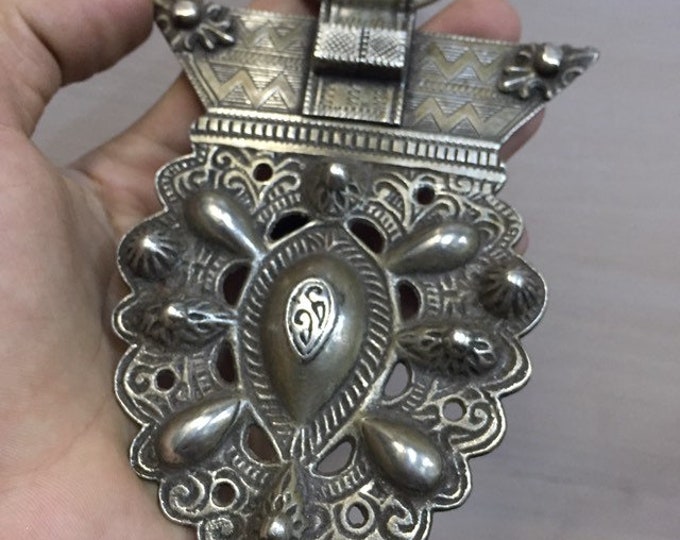 Antique Berber Silver Fibula Pendant - Moroccan Jewelry