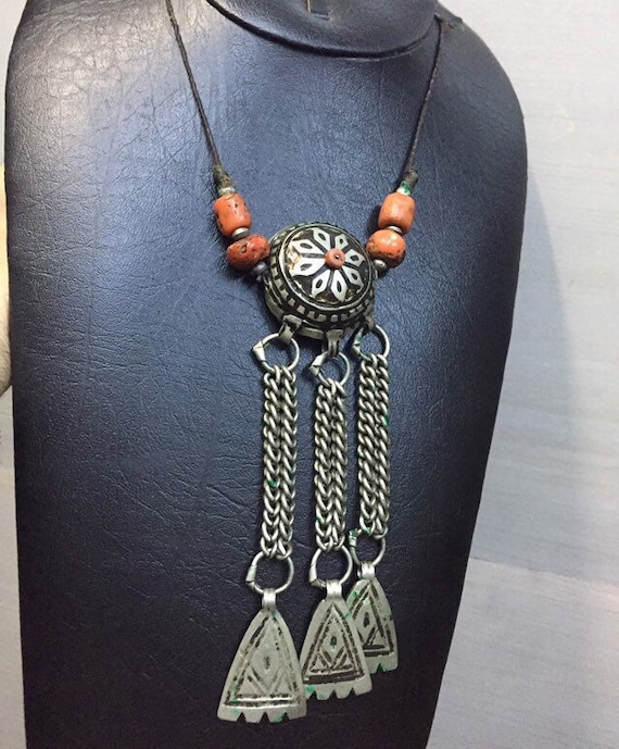 Antique Berber Silver Necklace: Moroccan Coral Ethnic Jewelry - Etsy