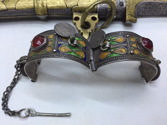Berber enamel bracelet,Berber silver bracelet,Berb