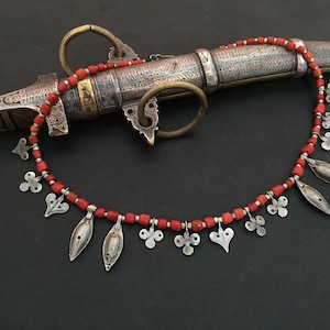 Berber necklace,Natural coral,Berber amulet,Berber coral,Moroccan necklace,Moroccan Jewellery,berber silver,silver bead