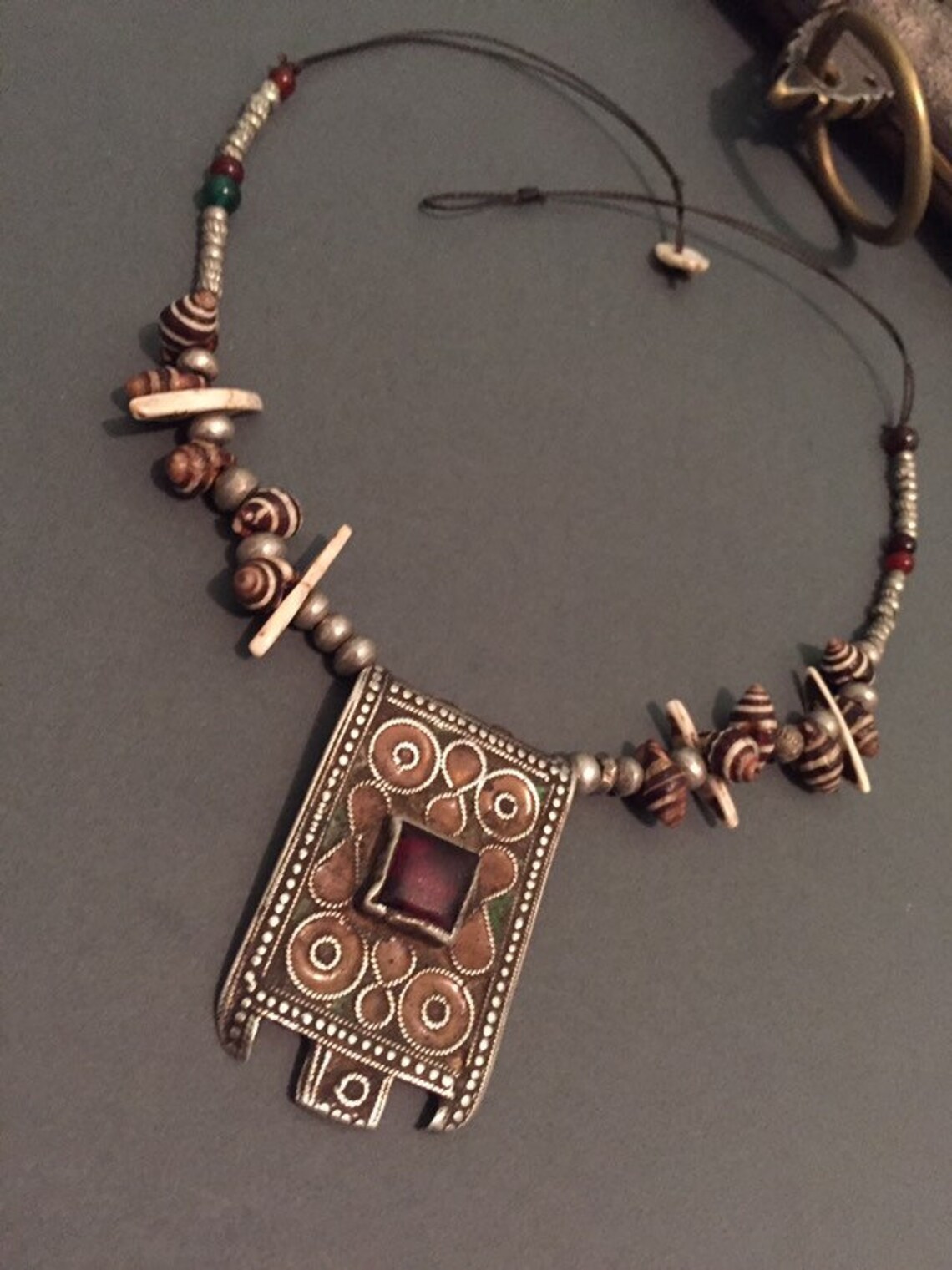 Berber silver necklaceAntique Berber enamel HirzBerber Etsy