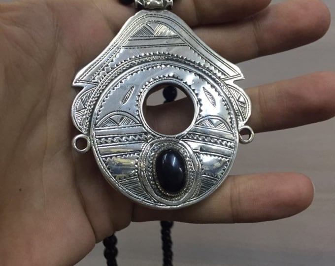 Handmade Berber Silver Pendant Necklace: Moroccan Tuareg Jewelry