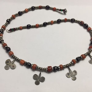 Berber silver necklace,Antique Berber silver bead,antique berber pendant,antique berber coral,antique natural black coral,Berber jewelry