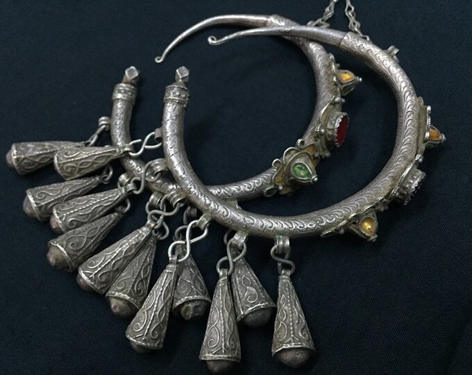 Antique Berber Silver Earrings: Moroccan Ethnic Jewelry