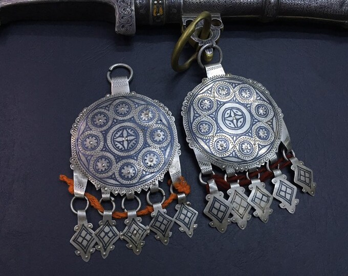 Antique Berber Niello Pendant: Moroccan Tribal Jewelry