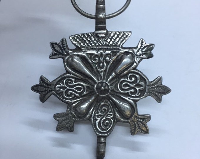 Antique Moroccan Silver Fibule: Berber Pendant Jewelry
