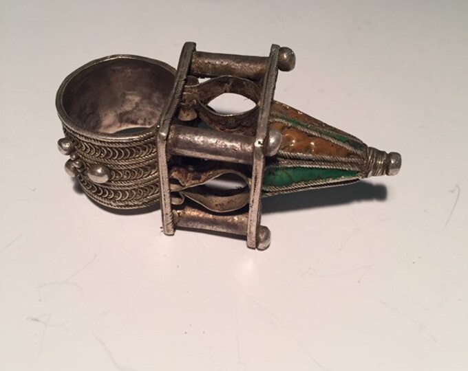 Antique Berber Silver Ring Pendant: Moroccan Tribal Jewelry