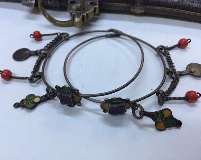 Antique berber enamel earring,Berber silver earring,Berber jewelry,Moroccan Jewellery,Berber earring,Moroccan earring,north African earring