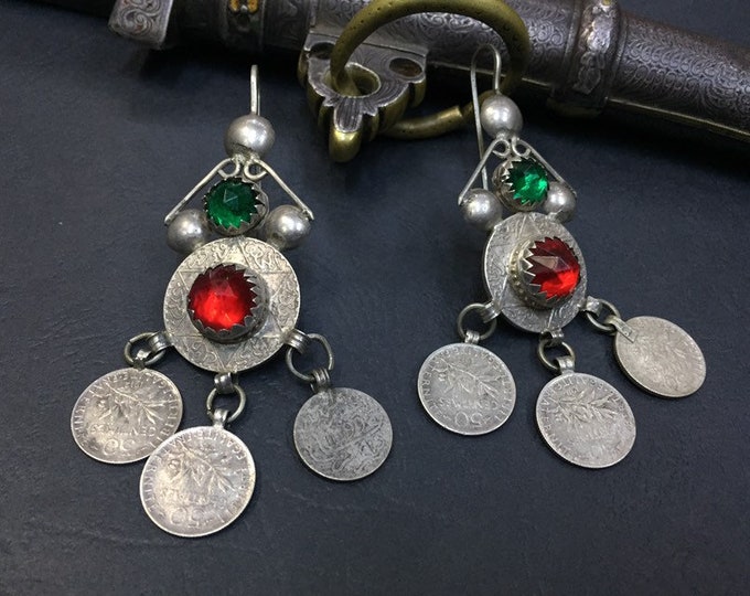 Berber silver coin earrings,Vintage berber silver earring,Berber Earring,Berber Silver,berber Jewellery,moroccan silver jewelry,Amazigh