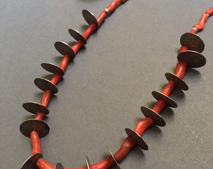 Natural coral,berber necklace,Berber silver,antique berber coins,Berber silver necklace,Berber coral necklace,Moroccan jewelry,African Jewel