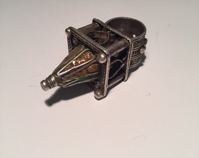 Antique Berber Silver Ring Pendant: Moroccan Tribal Jewelry