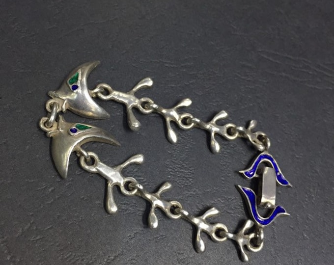 Silver Bracelet,Silver jewelry,Silver and enamel