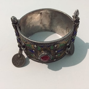 Antike Berber Silber Emaille Armband,Antik Berber Silber Nbala,Antik Berber Schmuck,Marokkanischer Schmuck,Nordafrika