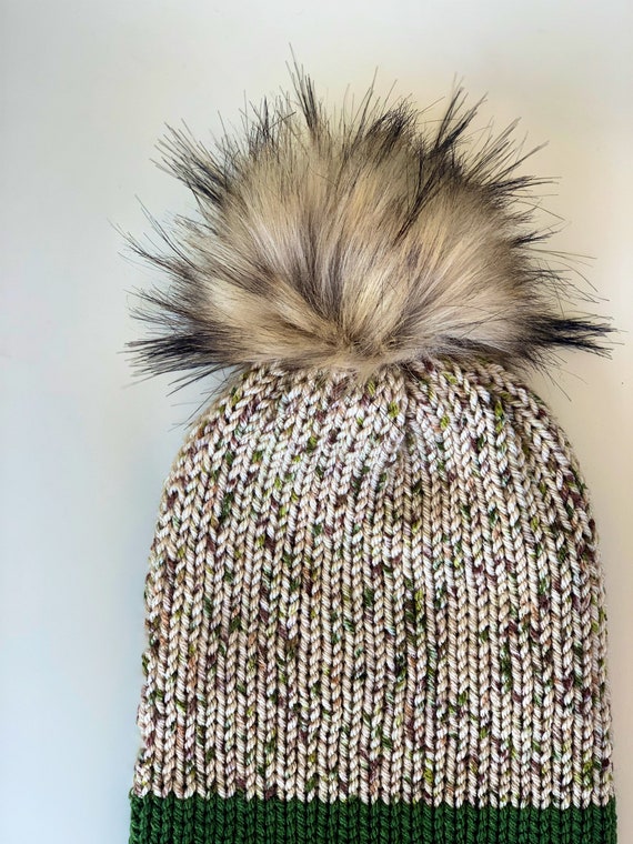 USA Army Beanie With Faux Fur Pom Pom 