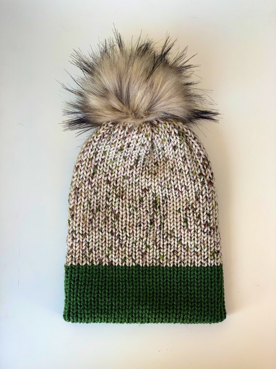 USA Army Beanie With Faux Fur Pom Pom 