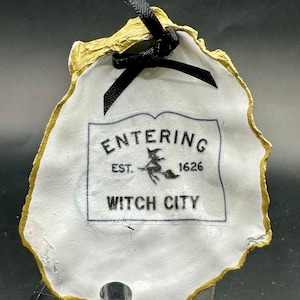 Salem Massachusetts, Witch City, Entering Salem Oyster Shell Ornaments