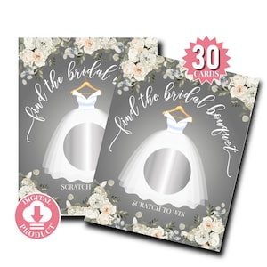 Jeux pour la douche nuptiale - Célébrons la fête - 30 cartes - Cartes à gratter - Jeux pour shower de mariage et EVJF - Cadeaux et décorations