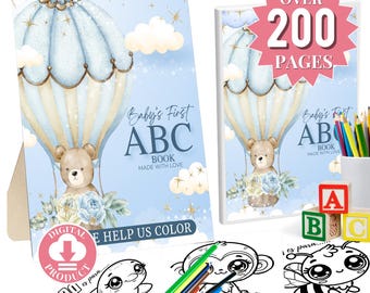 ABC babyshower kleurboek babyshower spel baby's eerste activiteit cadeau-ideeën AZ alfabetten leerspel DIY babyboek AFDRUKBAAR digitaal
