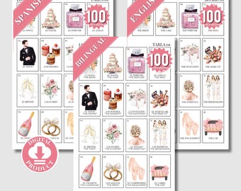Despedida De Soltera Loteria Juegos 100 Tableros - Juegos Para Boda - Bridal Shower Games In Spanish - Ideas Para Despedida De Soltera Mixta