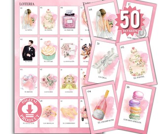 Despedida De Soltera Loteria Juegos 50 Tableros Juegos Para Boda Bridal ...