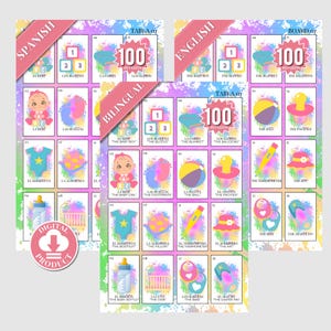 Loteria para babyshower, babyshower Spaanse loterij, babyshower Loteria en Español, Spaanse babyshower Not Bingo, babyshowerspellen