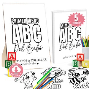 Libro para colorear ABC para baby shower, actividad no juego en español / Ideas para juegos y regalos de decoración de regalos para baby shower en español Libro 1