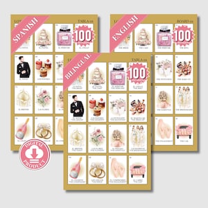 Despedida De Soltera Loteria Juegos 100 Tableros - Juegos Para Boda - Bridal Shower Games In Spanish - Ideas Para Despedida De Soltera Mixta