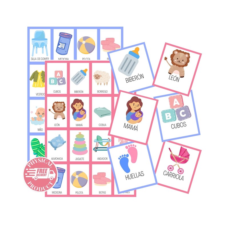 Juegos Para Baby Shower En Español 50 Tableros Loteria Etsy