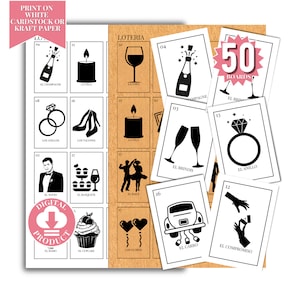 Despedida De Soltera Loteria Juegos 50 Tableros - Juegos Para Boda - Brautdusche Spiele Auf Spanisch - Ideen Para Despedida De Soltera Mixta