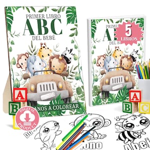 ABC Safari Malbuch Babyparty Aktivität Nicht Spiel Auf Spanisch | Babypartygeschenk Dekoration Spiele und Bevorzugungen Ideen In Spanisch Buch 2
